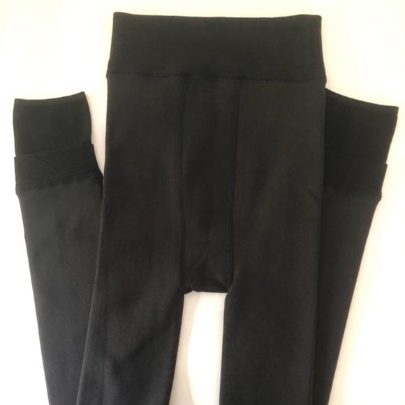 Set of 2 Fuzzy Black Leggings - Picture 1 of 6